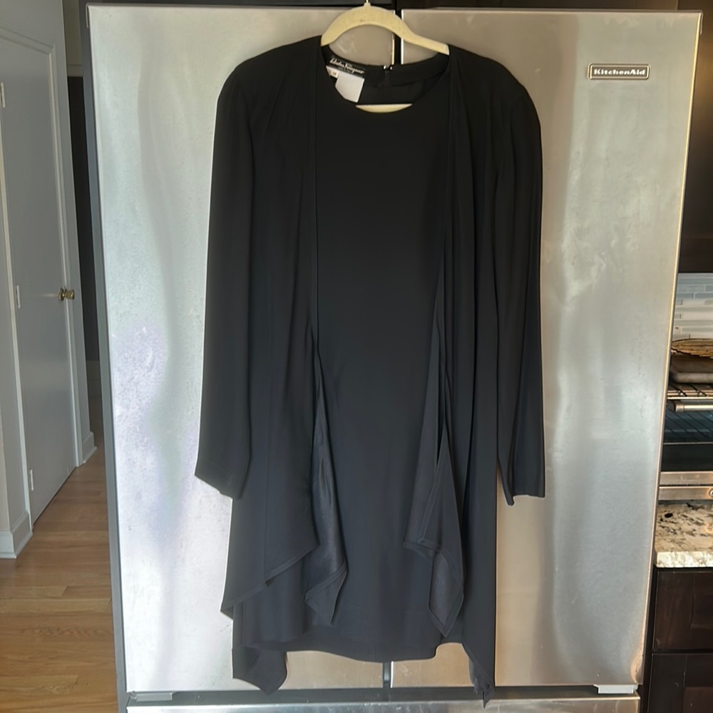Black vintage Ferragamo rayon dress